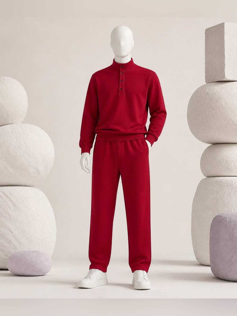 Men's Loungewear Set Red Sweatshirt & Sweatpants Size M